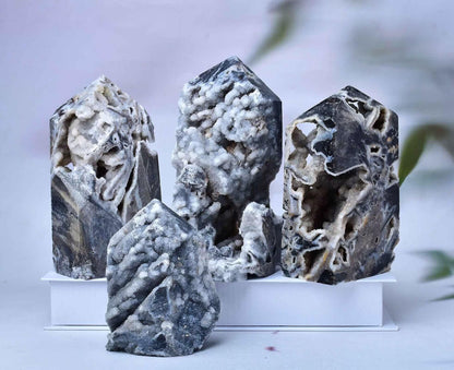 FZBHRO Large Sphalerite Geode Towers Crystal Point Obelisk Irregular Shape Healing Crystal Stone Wand Meditation Gift 1.7-2.2 Pound