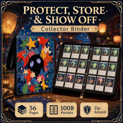 1008 Cute Card Binder 9 Pocket, 3-Ring Trading Card Binder with 56 Page Removable Sleeves, High Storage Waterproof Trading Card Holder Collection Card Album Organizer Case for TCG Cards - Star