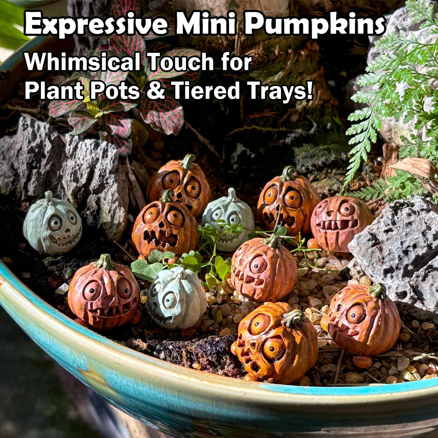 U WONDERFUL Mini Pumpkins Fall Decorations - 12PCS Halloween/Thanksgiving Small Pumpkins Plant Decorations for Pots, Fall Table Decor for Home, Farmhouse, Harvest Table Centerpiece