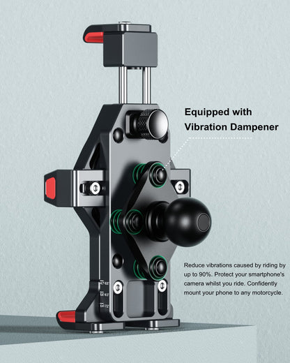 BRCOVAN Anti-Theft Aluminum Alloy Motorcycle Phone Mount with Vibration Dampener & High-Speed Secure Lock, Adjustable Bike Handlebar Cellphone Holder for Bicycle Scooter ATV, Fit 4.7-7.2'' Smartphone