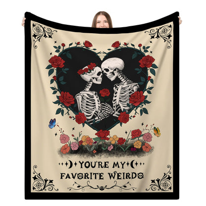 Ruicnte Anniversary Blanket for Him,Skull Lover Throw Blanket for Boyfriend Girlfriend,I Love You More Birthday Gift for Husband 60"X52",Christmas Valentines for Wife Skeleton Present