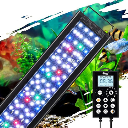 hygger 46W Aquarium Light, 24/7 & DIY Mode Fish Tank Light with Timer, IP68 Waterproof Full Spectrum, 8 Colors, 10 Brightness Day & Night Cycle Memory Function for 35-41 Inch Tank