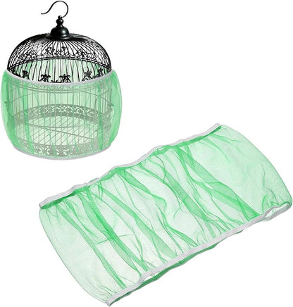 Bird Cage Seed Catcher, Bird Cage Net Cover Seeds Guard, Universal Birdcage Accessories, Green, Circumference 31.5"-43.3", Height 7.9" for Parrot Cockatiel Enclosures