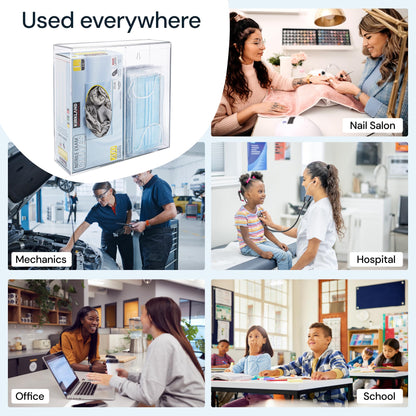 SimplyImagine Dual Hygiene Dispenser Station - Clear Acrylic - Glove Dispenser with Dust-Free Lid - Wall-Mount & Tabletop Glove Holder - Sanitation Station & Mask Container & Hairnet Holder
