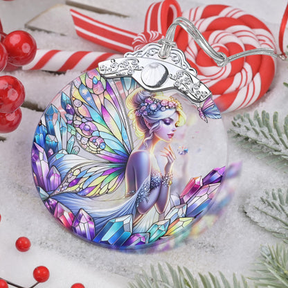 Jocidea Enchanting Fairy Christmas Ornament - Stained Glass Hanging Decor for Tree - Gift for Friends, Sisters