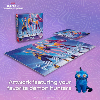 Buffalo Games Kpop Demon Hunters Foil-Finish Puzzle - 500pc, 21.25×15in - Foil-Accent Artwork & Kpop Demon Hunters Merch - Precision-Cut Pieces & Slayer Gifts - with Poster & Epic Quest Puzzle