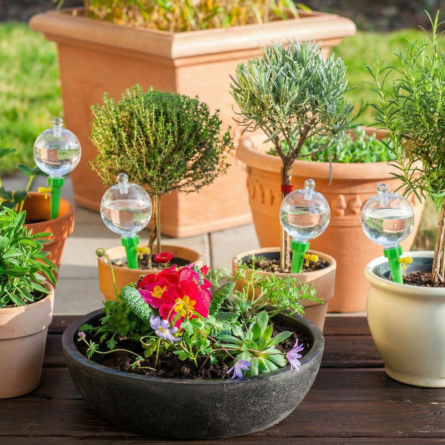 Acellegic 4 Pcs 17oz Plant Self Watering Globes for Indoor Outdoor Adjustable Plants Plastic Water Bulbs Top to Fill Plant Self Watering Planter Insert Water Devices System Spikes Stakes (Green)