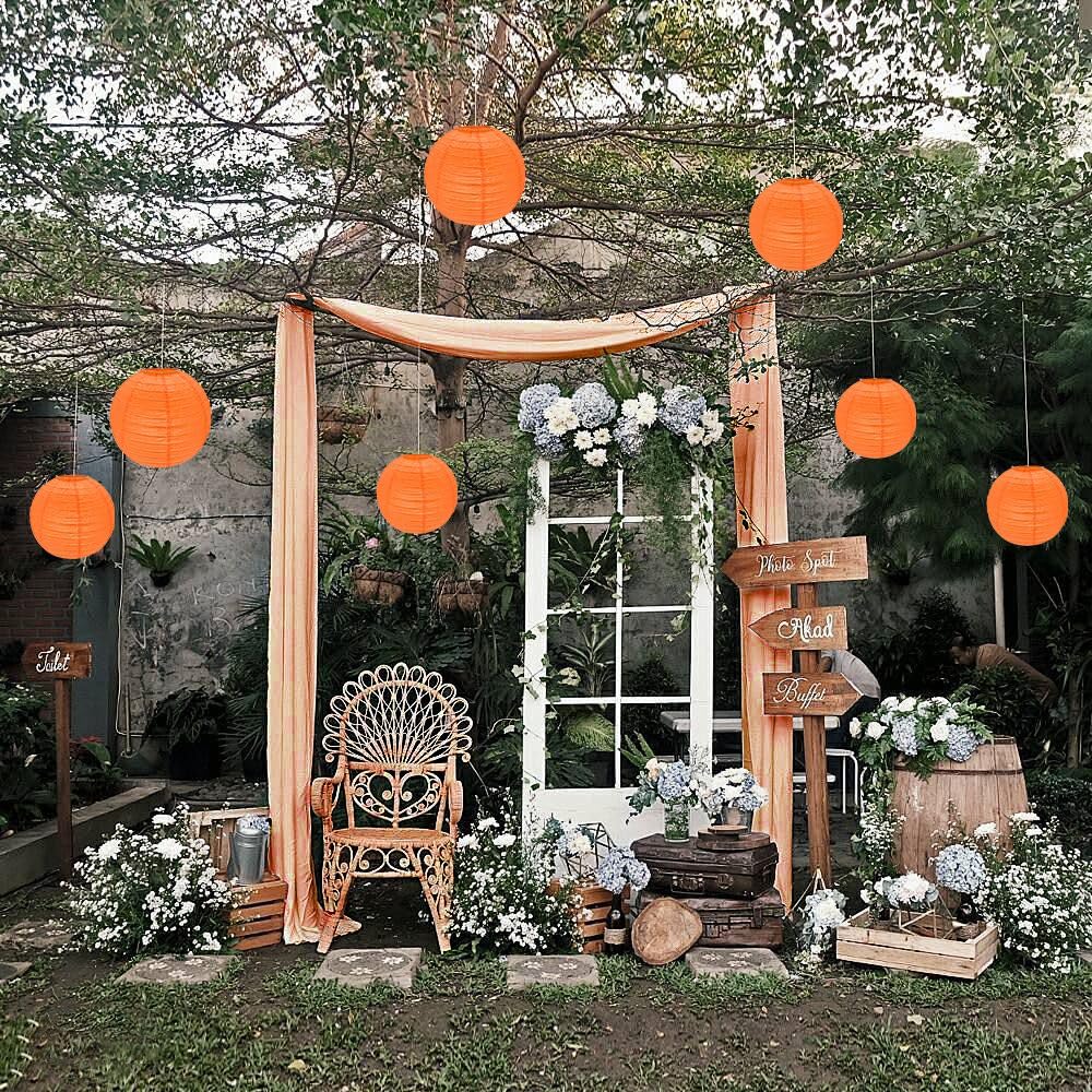 Orange Paper Lanterns, 12Pcs 6-12 Inch Round Hanging Party Decorations