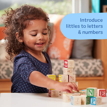 Melissa & Doug Deluxe Wooden ABC/123, 50-Piece Set of Classic Letter & Number Wooden Blocks (1” x 1”) with Storage Pouch, Sorting & Stacking Toys for Kids Ages 2+ (Pack of 12)