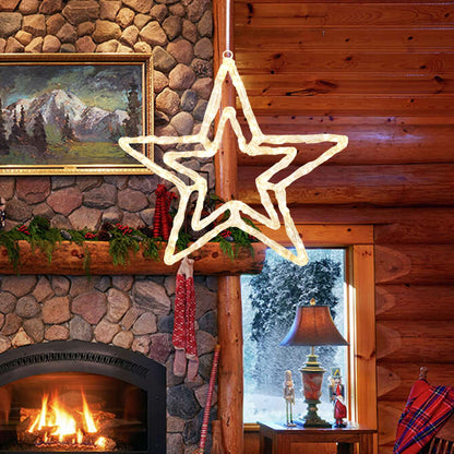 JOINTWIN Acrylic Christmas Star Light 13'' Window Light with 30 Warm White LEDs Battery Powered Timer Festive Christmas Decoration Waterproof for Indoor and Outdoor