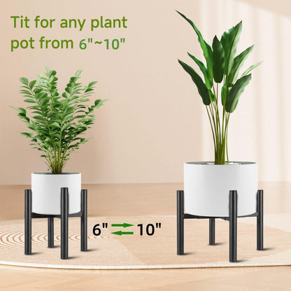 NSYOOMH Adjustable Metal Plant Stand Black, Fits 6-10 Inch Heavy Duty Flower Pots Holder - Floor Single Plant Stands Indoor Outdoor for Corner Planter Outside Potted Plants (Pot Not Included)