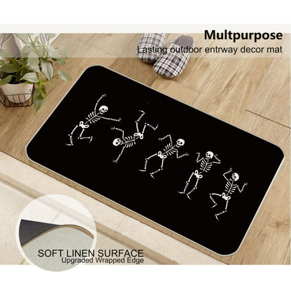 Farmhouse Halloween Funny Skeleton Gothic Skull Dancing 30 x 17 Inches Entryway Door mat,Front Door Entrance Outdoor Porch Home Decor,Halloween Skull Lover Fall Gifts