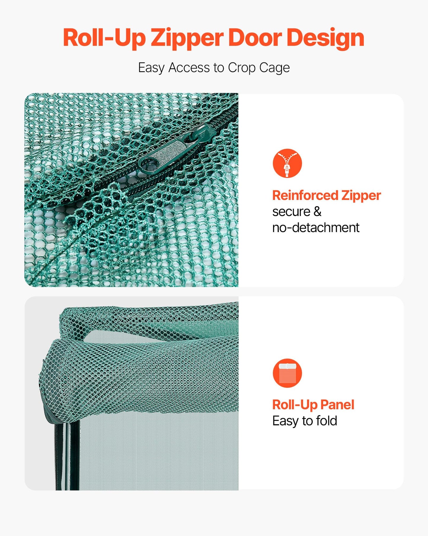 VEVOR Crop Cage, 3.9 x 3.9 x 5.9 ft Plant Protection Tent with Zippered Door, Wind-Resistant Tall Crop Cage, Easy to Install, Outdoor Raised Bed Cover, Tomato Plant Netting for Garden Patio Lawn