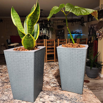 HOZEON 3 PCS Self Watering Plant Pots, 10.7x6.9 inch Square Flower Pots, Tall Self Watering Planters for Indoor and Outdoor Plants