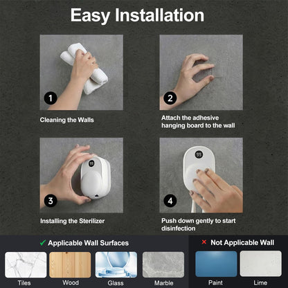 UVaryone UV Toothbrush Sanitizer Holder Wall Mounted for Bathroom, Travel Toothbrush Case Design, Electric Toothbrush Holder with UVA+UVC Light & Fan Drying, USB Rechargeable Toothbrush Cleaner