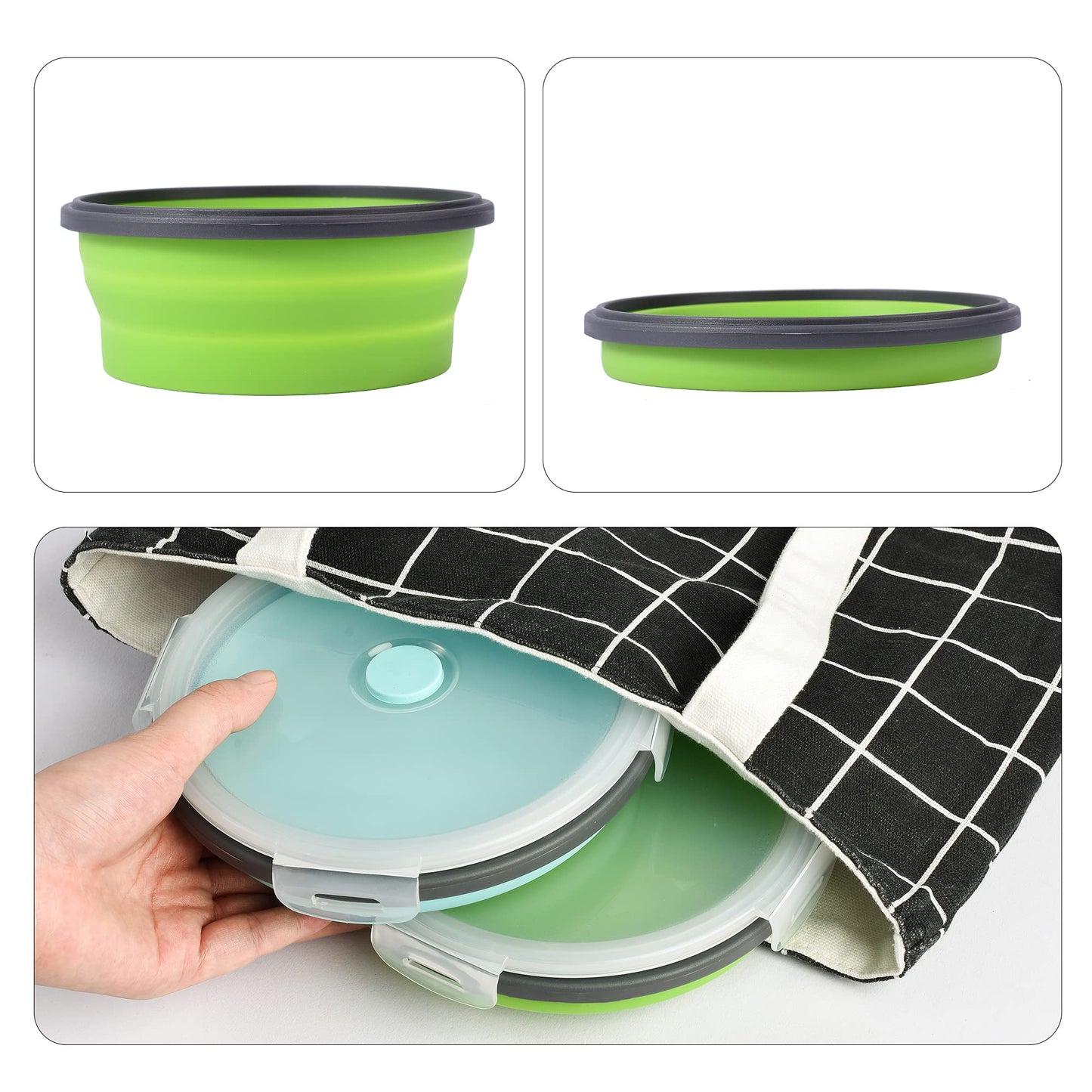 Large Collapsible 40 OZ Travel Dog Bowls, 2 Pack with Lids, Foldable Silicone Food & Water Bowl for Large Dogs, Lightweight & Leak Proof, Perfect for Outdoor Travel, Camping & Hiking