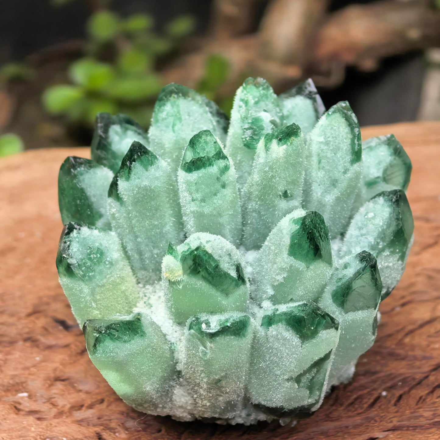 Natural Crystal Cluster Quartz Carved Crystal Sculpture Reiki Healing Stone Home Decor Mineral Specimen Crystal Gift Collection (Green Ghost Crystal)
