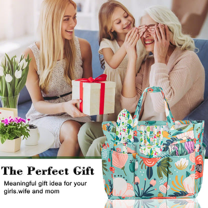 Floral Gardening Tools, Gifts for Mom Mothers Day, Mom Birthday Gifts from Daughters Floral Gardening Tools and Durable Garden Tools Organizer Tote, Ideal Gardening Gift for Women Plant Lover Present