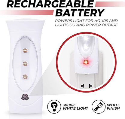 Amerelle LED Emergency Lights For Home Power Failure – Triple Function Power Failure Light and Plug In Flashlight Combo, With Rechargeable Battery – Be Snow Storm & Hurricane Ready (71134)