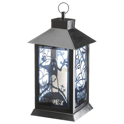 National Tree Company Halloween Lantern with LED Lights, Carved Images of Ghosts and Cobwebs, Halloween Collection, 16 inches