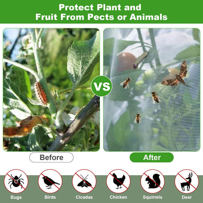 Large Fruit Tree Netting, 2 Pack 10x10Ft Garden Netting Pest Barrier Mesh Covers Bags with Zipper and Drawstring Insect Bird Cover Netting Plant Protection Covers for Vegetables Bushes