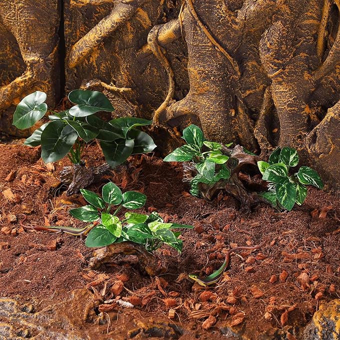 Artificial Aquarium Ornaments Reptiles Betta Fish Tank Accessories Silk Leaf Plants Decoration Driftwood Cave Decor