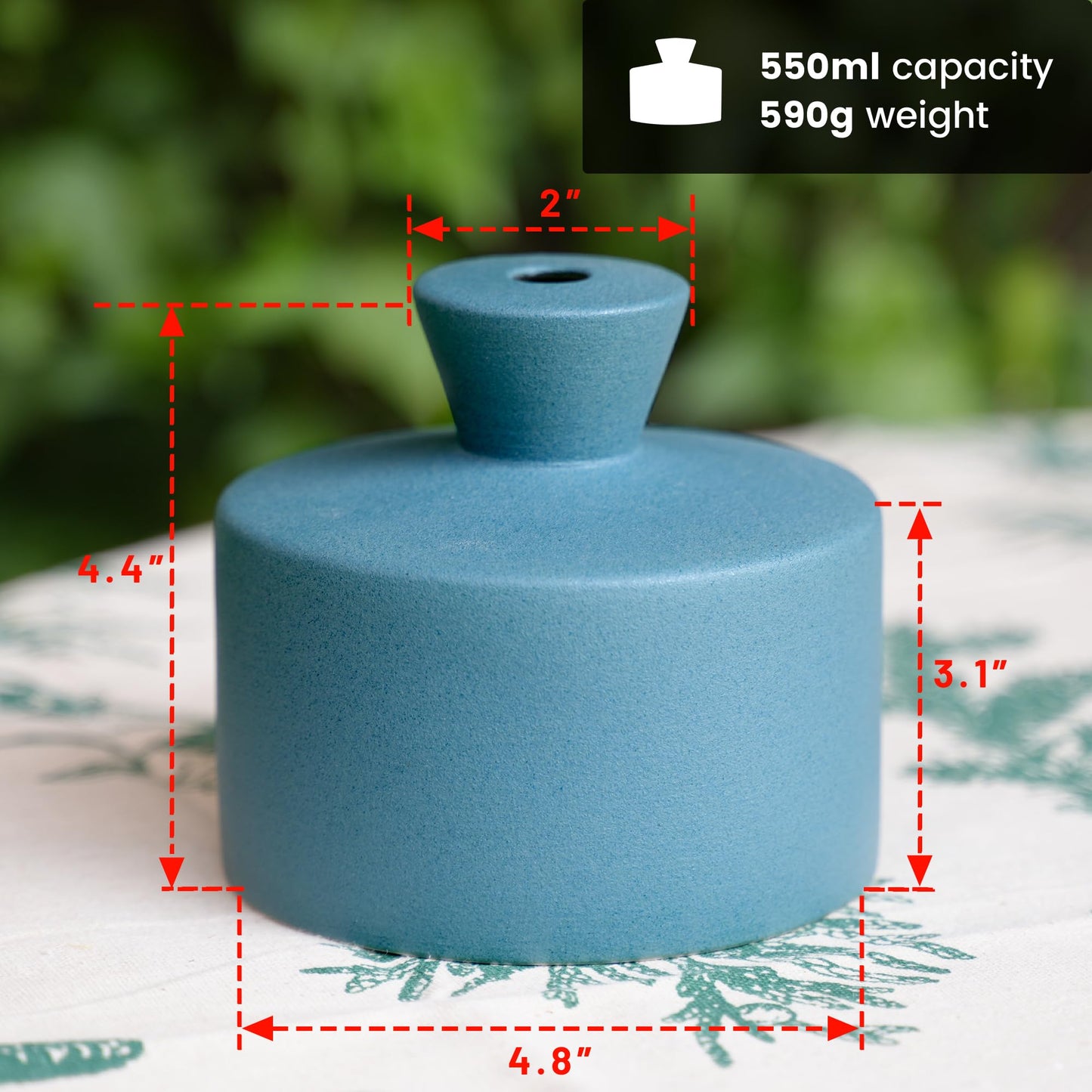 Manykettle Ceramic Watering Bell, Decorative Watering Can for Plants, Stylish Indoor and Outdoor Watering Pot, Perfect for Home Garden and Office Décor (Green 19 fl oz)