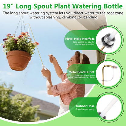 Squeeze Bottle for Hanging Plants, 19" Long Spout Plant Watering Bottle, Easy Squeeze Indoor/Outdoor Watering Can Alternative, Precise Sprinkling for Hanging Baskets, Houseplants(14 oz)