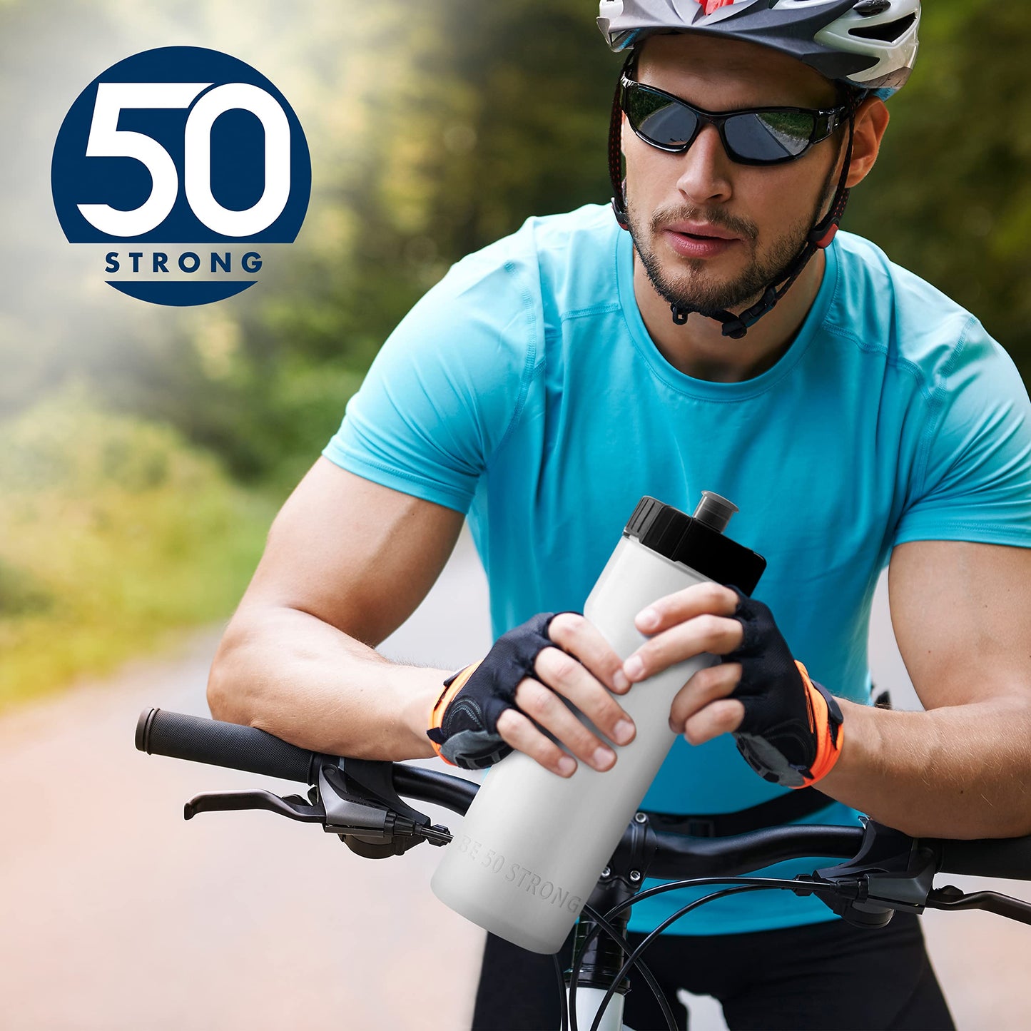 50 Strong Bulk Water Bottles 24-Pack – 22 oz BPA-Free Sports Bottles with Easy-Open Pull Top Cap – Made in USA – Reusable & Top Rack Dishwasher Safe Brand