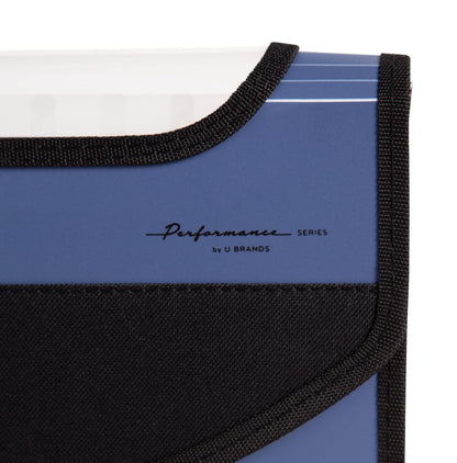 U Brands Expandable Blue 13-Pocket Performance Poly File Folder, Office Supplies, with Clear View Top