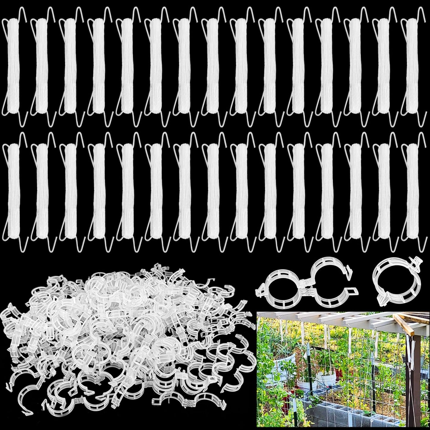 Paradi star 130Pcs Tomato Hooks with String,Plant Support Clips,Tomato Support Hook for Climbing Plants,Tomato Holder Hooks with 32.8ft Twine to Prevent Vegetable Fruit from Pinching or Falling Off