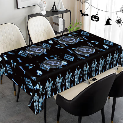 3 Pack Radiology X Ray Theme Disposable Tablecloths Halloween Funny Dancing Skeleton Table Cover Plastic Waterproof Table Cloth for Medical Party Radiology Doctor Birthday Graduation, 54 x 108 Inch