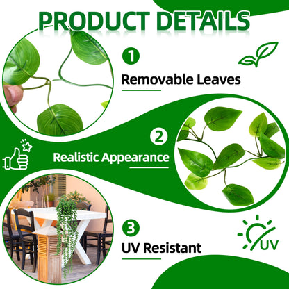 Palonu Artificial Hanging Plants for Shelf, 4 Pack Fake Potted Greenery Plant Faux Mandala Vine, String of Pearls, Ivy Vine,Persian Grass Fern in Pot for Desk Home Bathroom Farmhouse Room Table Decor