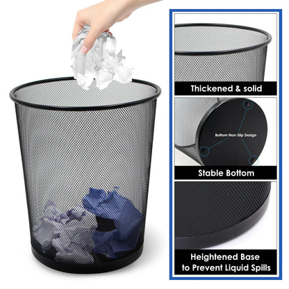 SHSYCER Black Mesh Trash Cans, 10-Pack 6 Gal Mesh Office Trash Can, Open Metal Wire Wastebaskets, Waste Basket Trash Can for Near Desk,Recycling Garbage Container Bin for Office,Home,School