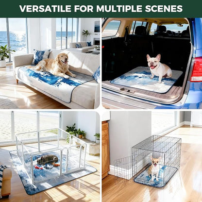 FXW Washable Pee Pads for Dogs, Puppy Pads with Super Absorbent, Specifically Designed for 24inch Cages, 17" x 23" Rectangle, Tie-Dye Blue, 2 Packs
