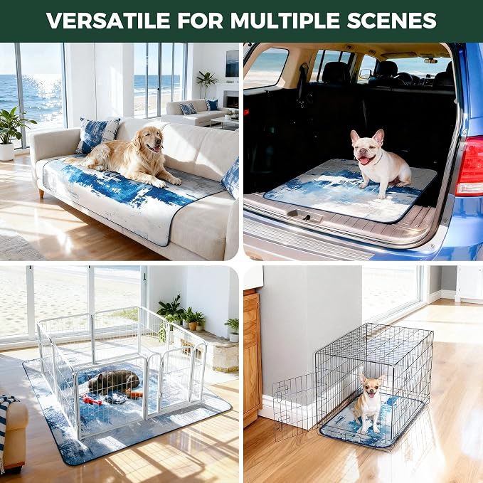 FXW Washable Pee Pads for Dogs, Puppy Pads with Super Absorbent, Specifically Designed for FXW Rollick/Homeplus 24inch 6 Panels Dog Playpen, 39" x 63" Rectangle, Tie-Dye Blue, 1 Pack