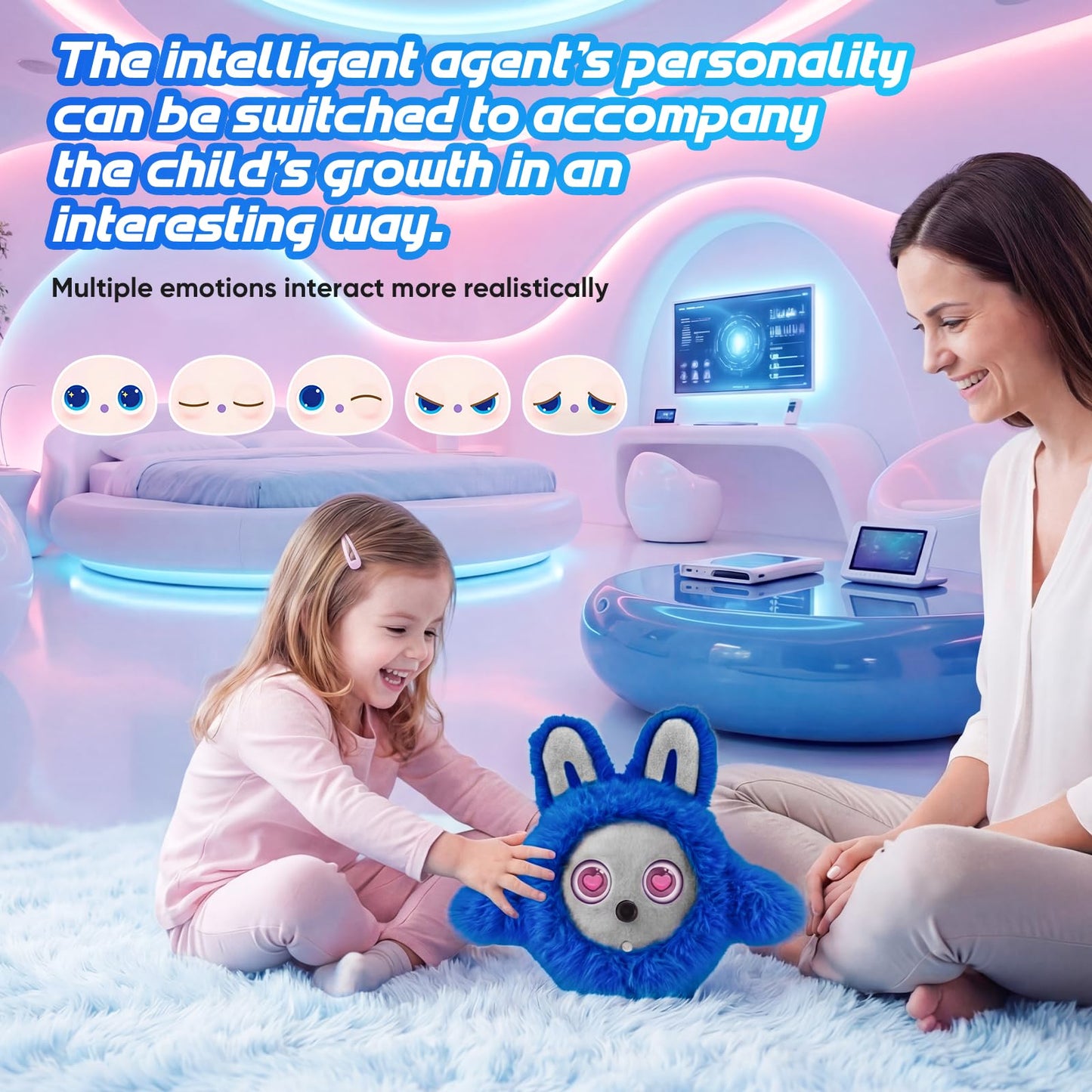 CVCBSER Smart Ai Companion Robot Cute Pet, Desk Robot Voice Chat gpt Emotional Interaction, Richness Expressiveness Ai Pet Robot for Adults Chat (Grey Face)
