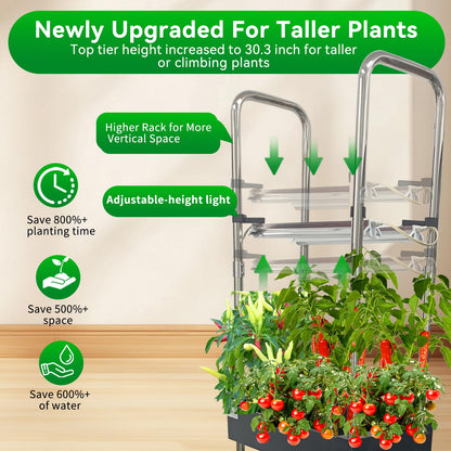 Indoor hydroponics Growing System, Large Vertical Hydroponic Garden with Smart Full-Spectrum Grow Lights, Auto Circulating Water, Mobile Indoor Gardening System for Herbs, Vegetables & Fruits