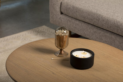 MILAVERA Premium Smoke Glass Cloche - Decorative Jar with Striker. Holder for Long Matches for Candles, Fireplace, Bathroom Accessories, Bath Salts. Includes Attachable Match Striker. (No Matches)