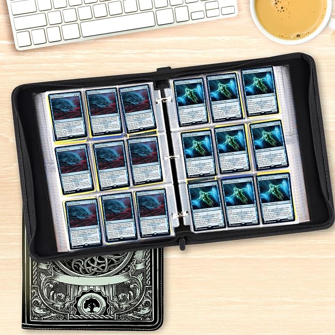 9 Pocket Card Binder,Trading Card Binder Premium 720 Double PU Card Collection Binder with Sleeves,Card Folder for MTG, TCG, Sports Cards（Black）