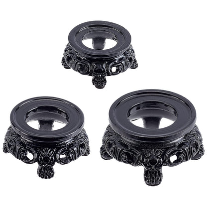 AHANDMAKER 3 Pcs Black Crystal Ball Display Stand Pedestal, 3 Size Small Resin Sphere Stand Gazing Ball Holder Pendulum Plate Stand for Display Crystal Ball Stone Quartz Ball Orb Home Table Decor