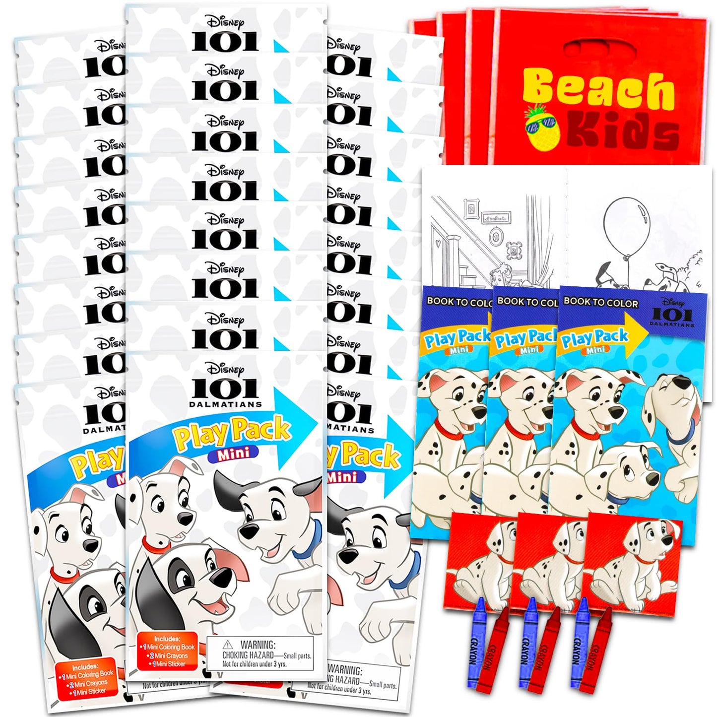 Disney 101 Dalmatians Mini Party Favors Set for Kids - Bundle with 24 Mini 101 Dalmatians Grab n Go Play Packs with Coloring Pages, Stickers and More (101 Dalmatians Birthday Party Supplies)