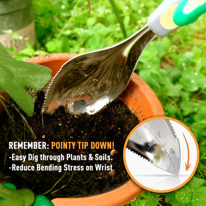 Jardineer 2Pack Garden Trowel, Stainless Steel Hand Shovel with Ergonomic Handle, Multi-Use Soil Scoops for Digging, Planting, Transplanting, Cultivating(Blue)