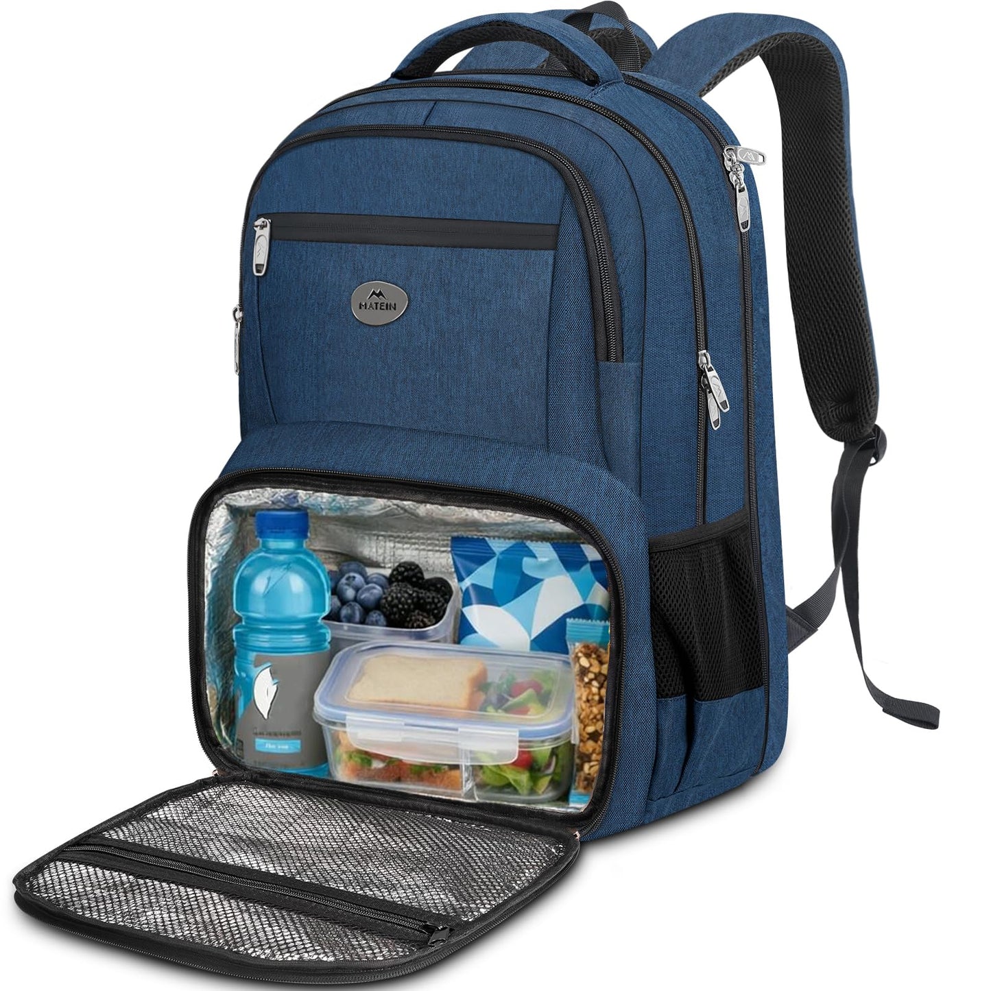 MATEIN Backpack Lunch Box, Water Resistant Mens Lunch Backpack for Work with 18 Inch Laptop Compartment, TSA Flight Approved Travel Bookbag with Luggage Strap, Extra Large Insulated Cooler Bag