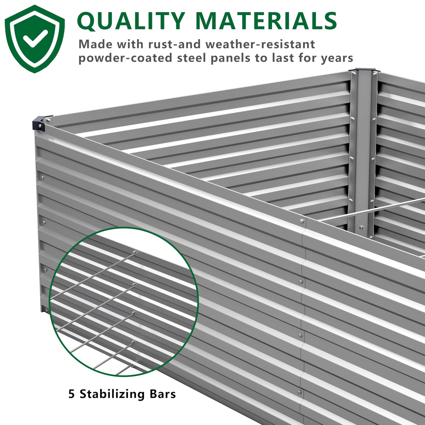 DIIYIV Galvanized Raised Garden Bed Kit Outdoor Patio,8x4x2ft Large Rectangular Metal Planter Boxes,Deep Root Box Planter for Gardening,Vegetables,Flowers,Herbs-Silver