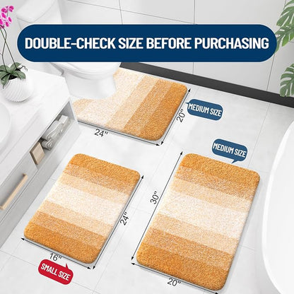 OLANLY Bathroom Runner Rugs Mat 59x20, Extra Soft Absorbent Microfiber Bath Rugs, Rubber Backing, Quick Dry, Washable Long Bath Mats for Bathroom, Tub and Shower, Home Decor Accessories, Golden Yellow