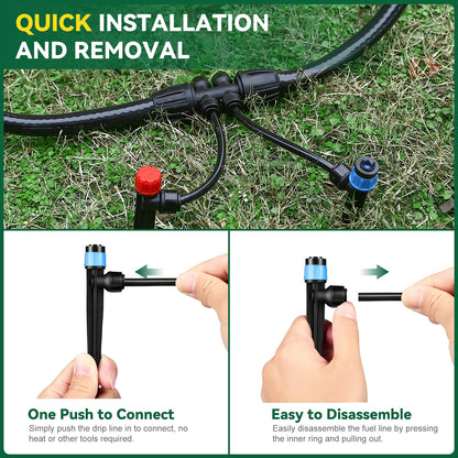 Drip Irrigation System for Garden, 2026-Upgraded Quick Connect Garden Watering Kit All-in-One with 1/2 inch 1/4 inch Irrigation Tubing for Garden, Lawn, Greenhouse, Raised Beds (126FT)