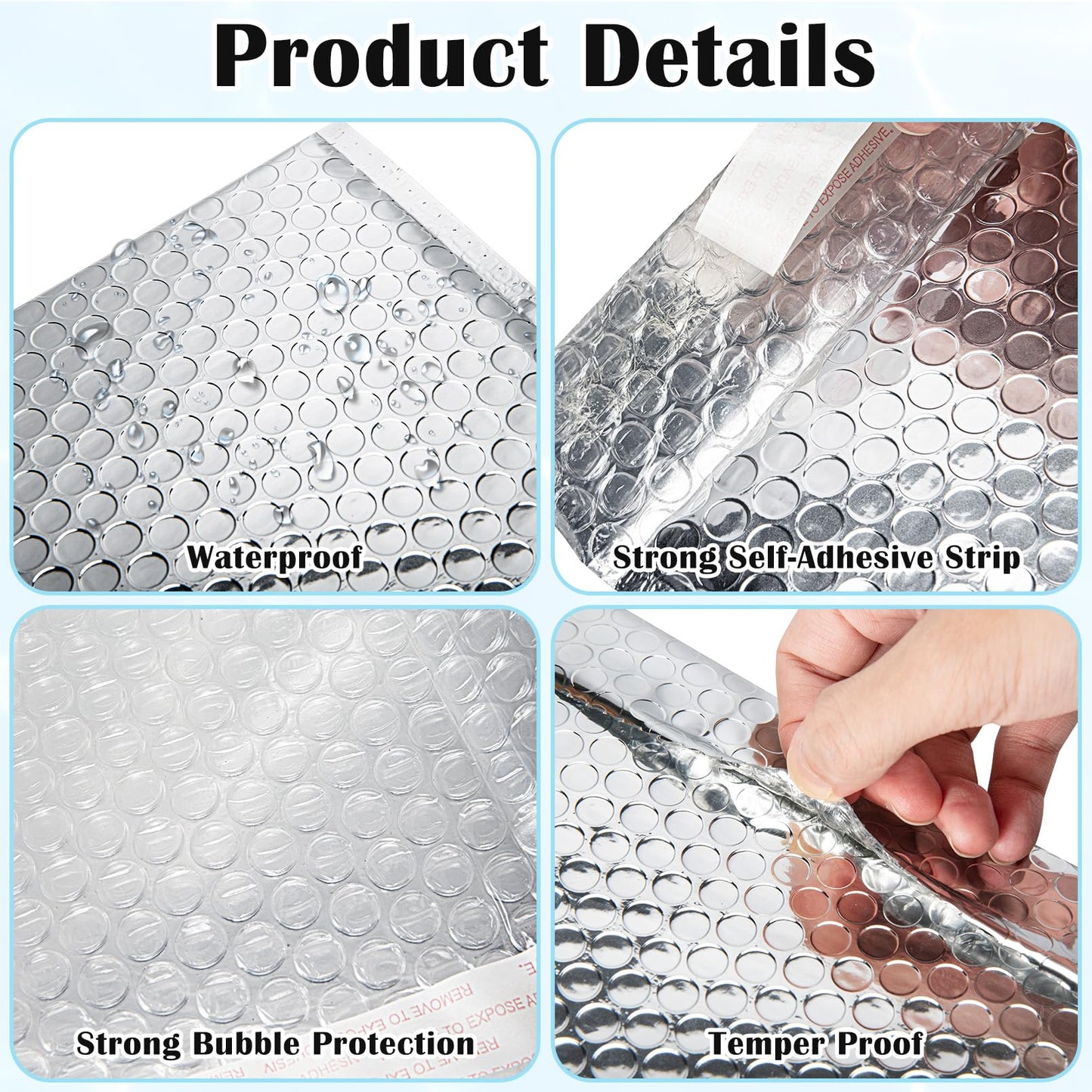 Vyndicca 20 Pack Thermal Bubble Mailer,8 x 11" Metallic Bubble Mailers,Self Seal Cool Bubble Mailers,Foil Mailing Envelopes, Waterproof Padded Envelopes,Insulated Shipping Bags for Cold Shipping