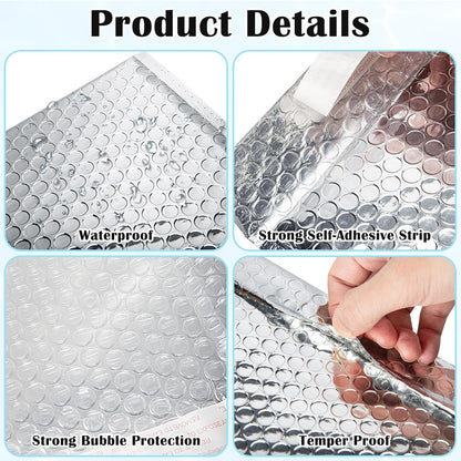 Vyndicca 20 Pack Thermal Bubble Mailer,8 x 11" Metallic Bubble Mailers,Self Seal Cool Bubble Mailers,Foil Mailing Envelopes, Waterproof Padded Envelopes,Insulated Shipping Bags for Cold Shipping