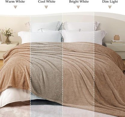 Exclusivo Mezcla Fleece Bed Blankets Queen Size, Ultra Soft, Lightweight and Fuzzy Camel Blanket for Women, Home Decor, 90x90 Inches